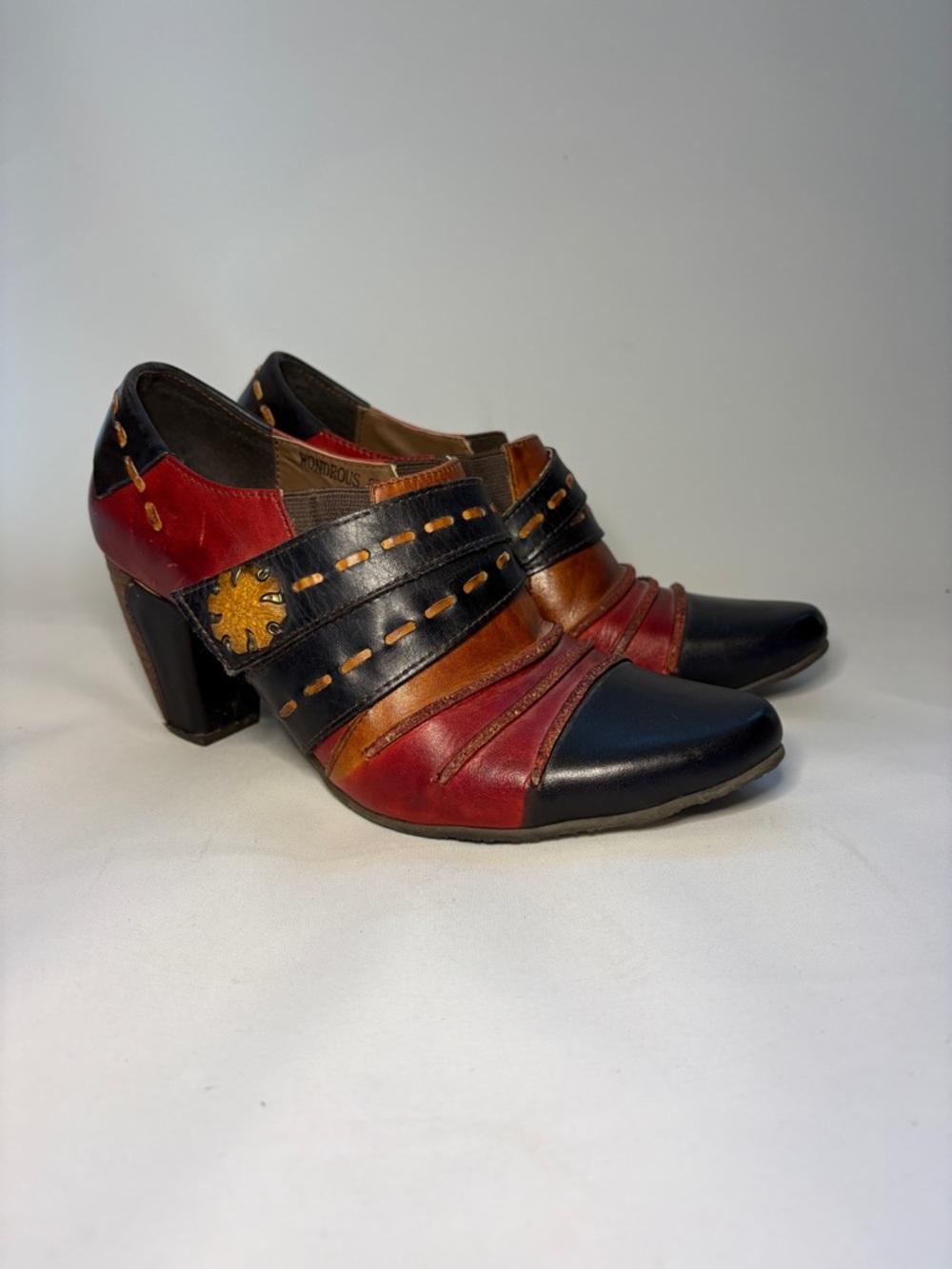 Spring Step L'Artiste Wondrous Leather Booties Multi Color Size 37 US 6.5-7 NWOT